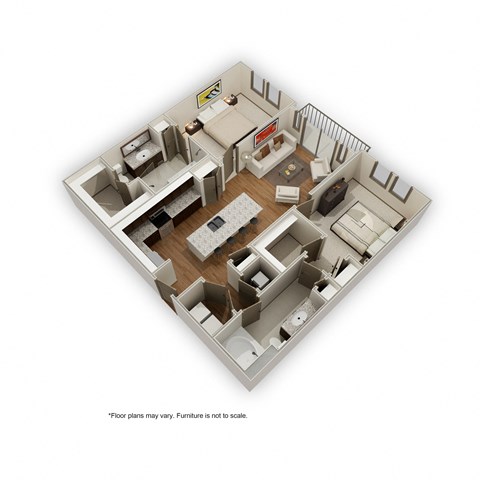 Floor plan for 2 beds, 2 baths, 1125 sqft